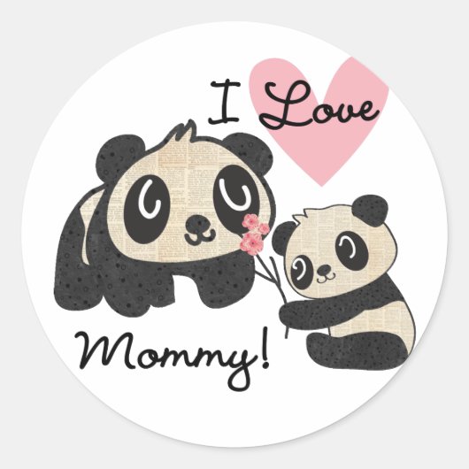 Panda's I de Mama van de Liefde Ronde Sticker (Voorkant)