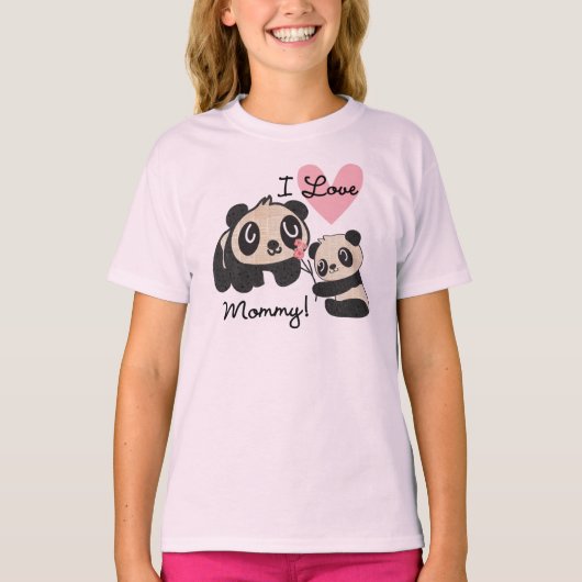 Panda's I de Mama van de Liefde T-shirt (Voorkant)