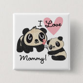 Panda's I de Mama van de Liefde Vierkante Button 5,1 Cm (Voorkant)