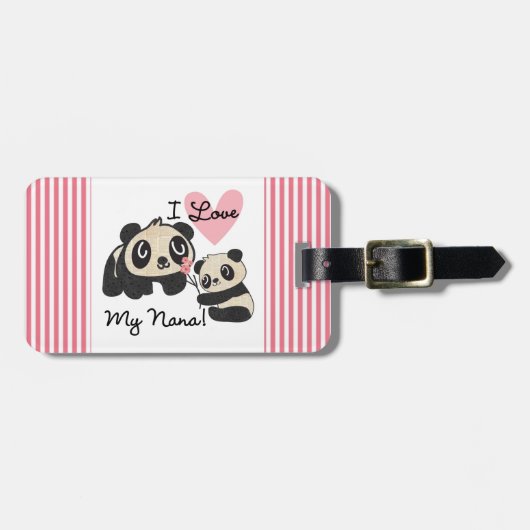 Panda's I houden van Mijn Nana Bagagelabel (Voorkant horizontaal)