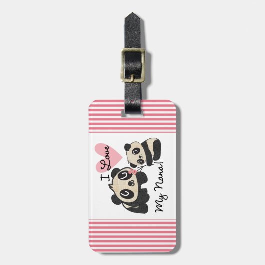 Panda's I houden van Mijn Nana Bagagelabel (Voorkant verticaal)