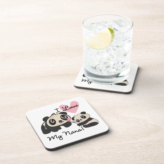 Panda's I houden van Mijn Nana Bier Onderzetter (Rechterzijde)