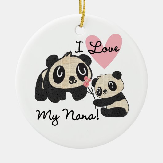 Panda's I houden van Mijn Nana Keramisch Ornament (Voorkant)