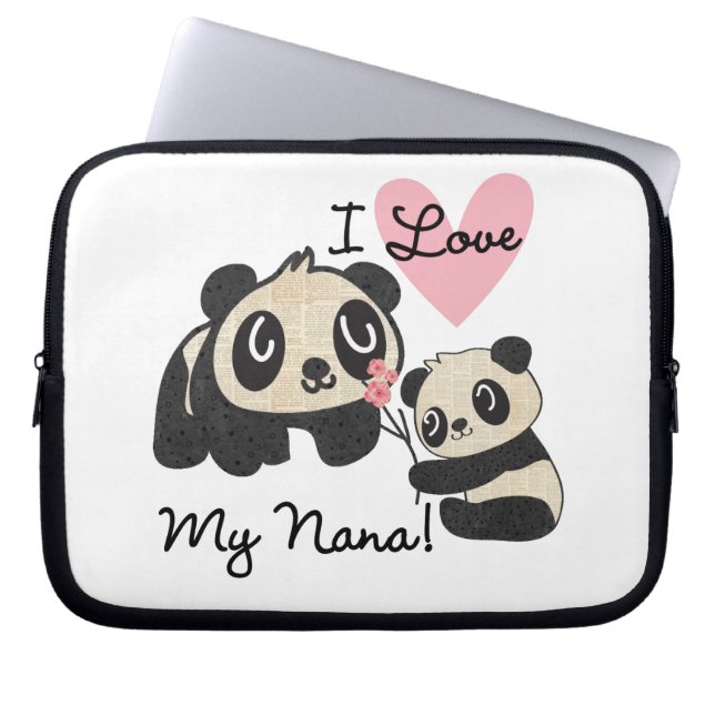 Panda's I houden van Mijn Nana Laptop Sleeve (Voorkant)