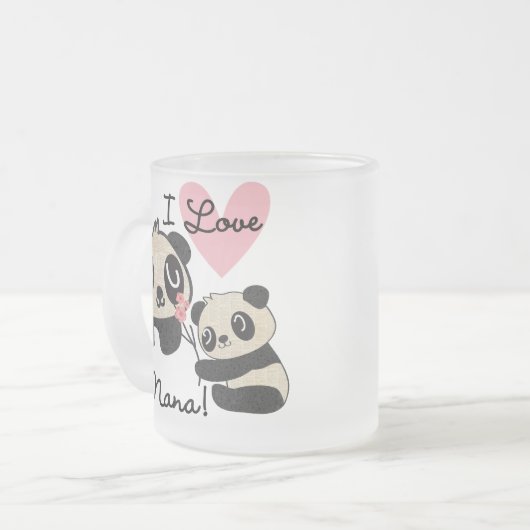 Panda's I houden van Mijn Nana Matglas Koffiemok (Voorkant links)