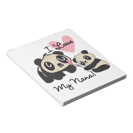Panda's I houden van Mijn Nana Notitieblok (Schuin)