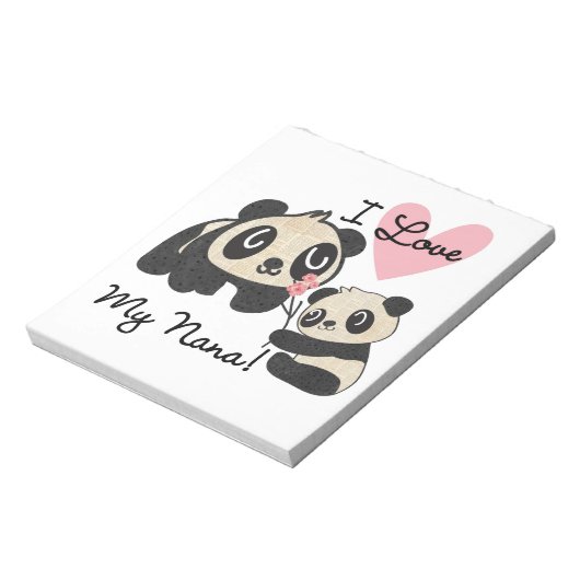 Panda's I houden van Mijn Nana Notitieblok (Linkerzijde)