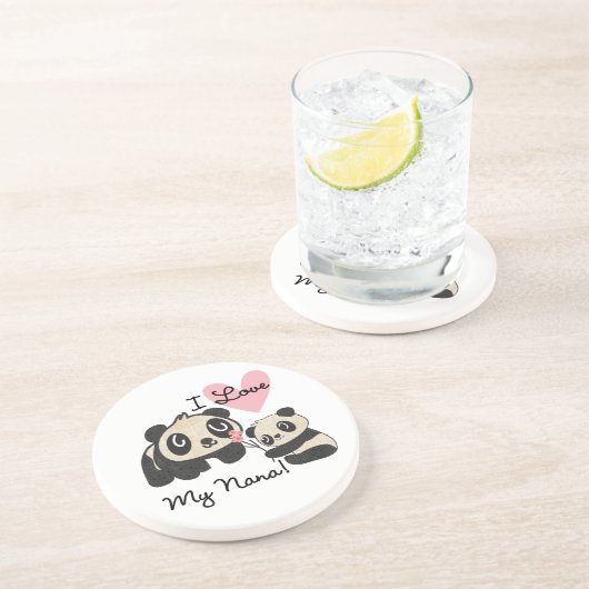 Panda's I houden van Mijn Nana Zandsteen Onderzetter (Zijkant)