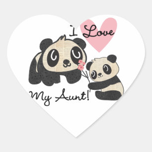 Panda's I houden van Mijn Tante Hart Sticker