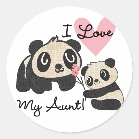 Panda's I houden van Mijn Tante Ronde Sticker (Voorkant)