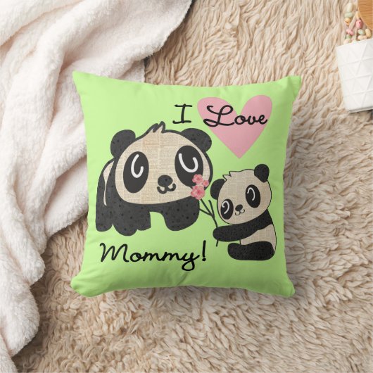 Pandas I Love mama Kussen (Deken)