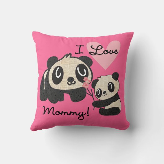 Pandas I Love mama Kussen (Achterkant)