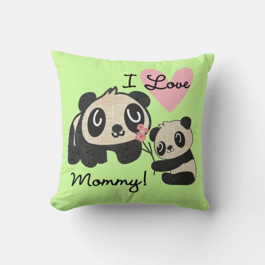 Pandas I Love mama Kussen (Voorkant)