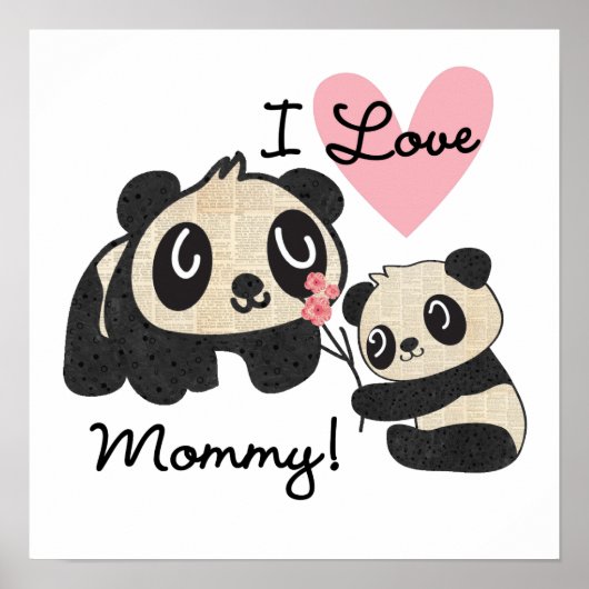 Pandas I Love mama Poster (Voorkant)