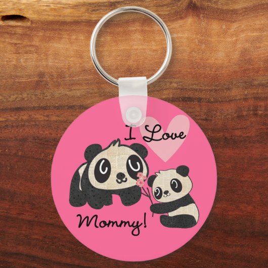 Pandas I Love mama Sleutelhanger (Voorkant)