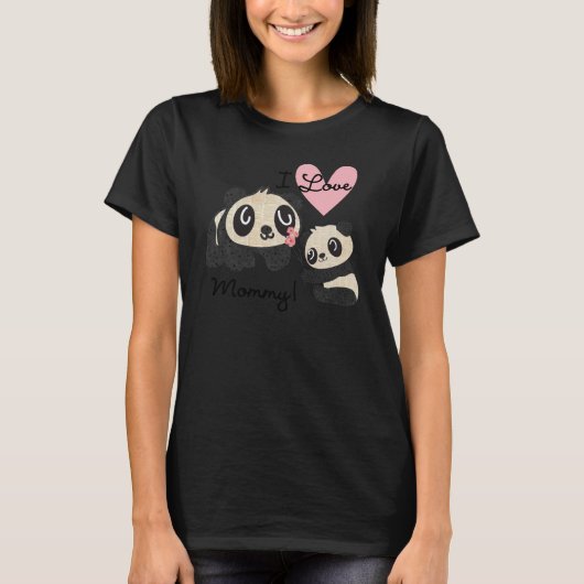 Pandas I Love mama T-shirt (Voorkant)