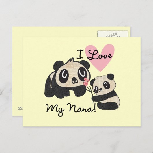 Pandas I Love My Nana Briefkaart (Voorkant / Achterkant)