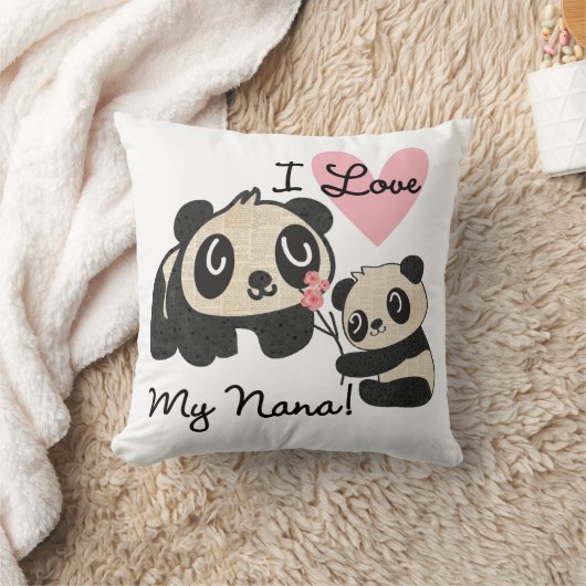 Pandas I Love My Nana Kussen (Deken)