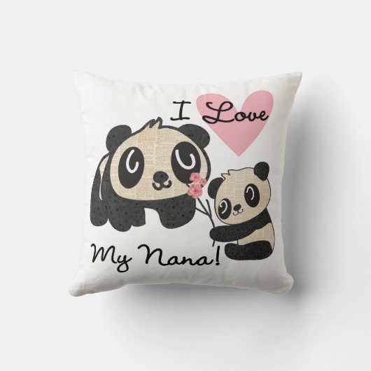 Pandas I Love My Nana Kussen (Achterkant)