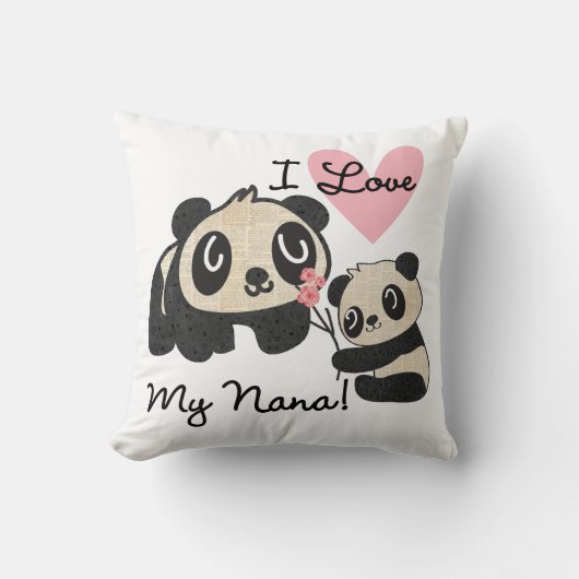 Pandas I Love My Nana Kussen (Voorkant)