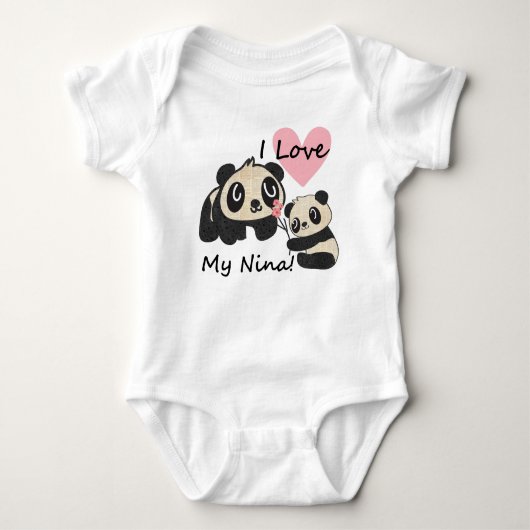 Panda's Ik hou van mijn Nina Baby Bodysuit (Voorkant)
