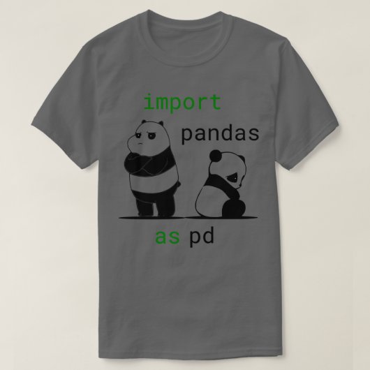 Pandas importeren als Pd Funny Python Data Science T-shirt (Design voorkant)