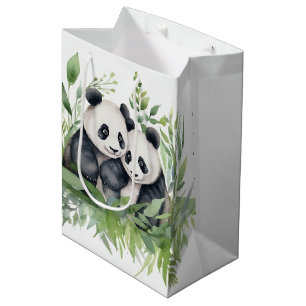 Panda's in bamboebladeren medium cadeauzakje