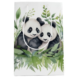 Panda's in bamboebladeren medium cadeauzakje