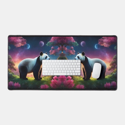 Panda's in een Fantasy Garden Bureaumat (Keyboard & Muis)