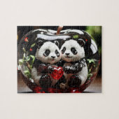 Panda's in een glazen hart legpuzzel (Horizontaal)
