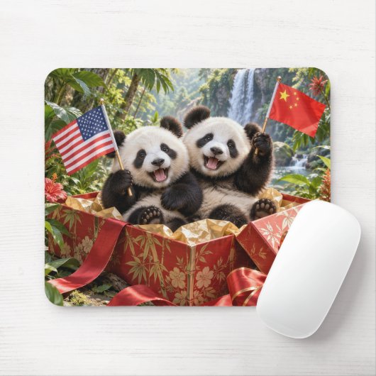 Panda's in Geschenkdoos Muismat (Met muis)