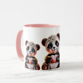 Pandas in het hart. mok (Voorkant links)