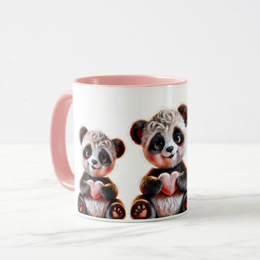 Pandas in het hart. mok (Voorkant links)