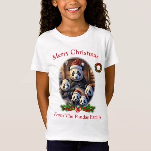 Pandas Kerst T-shirt (Voorkant)