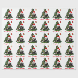 Panda's kerst vieren cadeaupapier