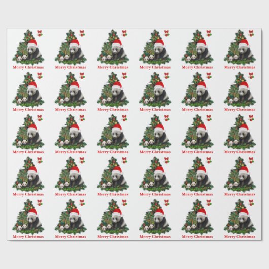 Panda's kerst vieren  cadeaupapier (Vlak)
