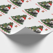 Panda's kerst vieren  cadeaupapier (Hoek)