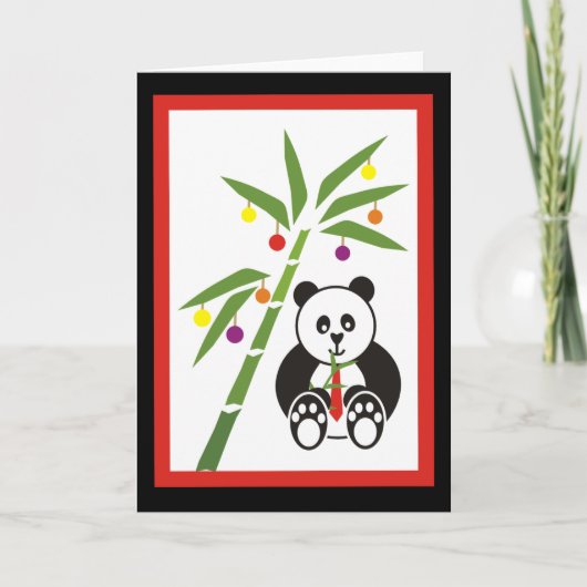Panda's kerstmaaltijd! feestdagen kaart (Voorkant)