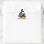Panda's kerstmis vieren vierkante sticker (Tas)