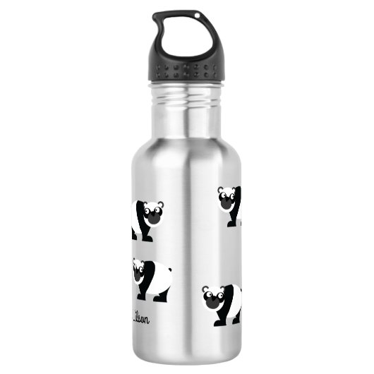 Pandas Kinder waterflacon met naam Waterfles (Achterkant)