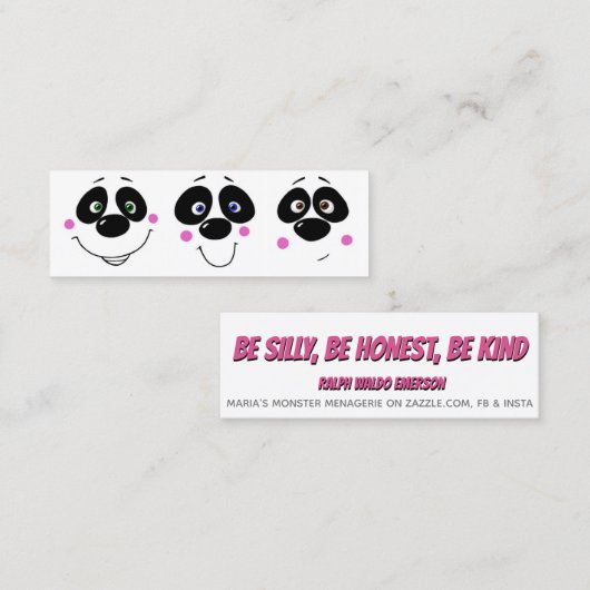 Pandas Kindness Kaarten Mini Visitekaartje (Voorkant / Achterkant)