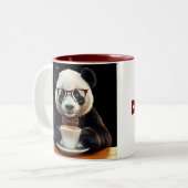 Panda's koffiepauze tweekleurige koffiemok (Voorkant links)