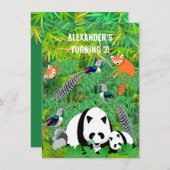 Pandas Lady Amherstfazanten Rode Pandas Bamboe Kaart (Voorkant / Achterkant)