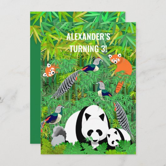 Pandas Lady Amherstfazanten Rode Pandas Bamboe Kaart (Voorkant / Achterkant)