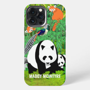 Panda's Lady Amherst's fazanten Rode panda's Bambo iPhone 13 Pro Max Hoesje
