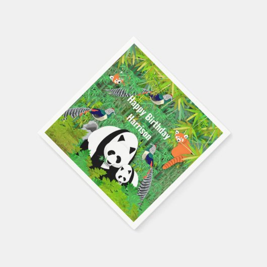 Pandas Lady Amherst's Pheasants Red Pandas Bamboo Servet (Hoek)