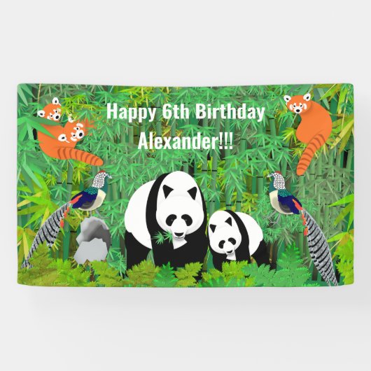 Pandas Lady Amherst's Pheasants Red Pandas Bamboo Spandoek (Horizontaal)