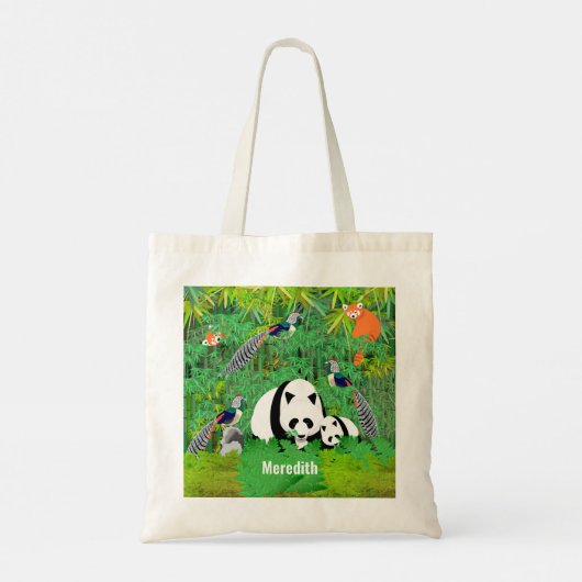 Pandas Lady Amherst's Pheasants Red Pandas Bamboo Tote Bag (Achterkant)