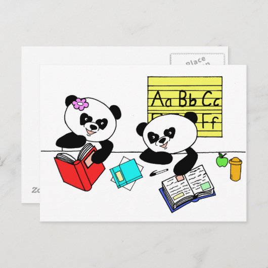 Pandas learning at school briefkaart (Voorkant / Achterkant)