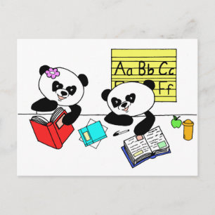 Pandas learning at school briefkaart